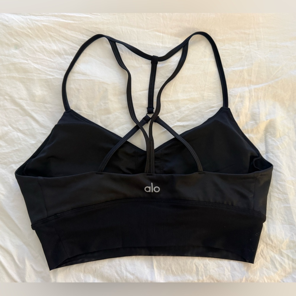 Alo Yoga Black Sheer Sports Bra